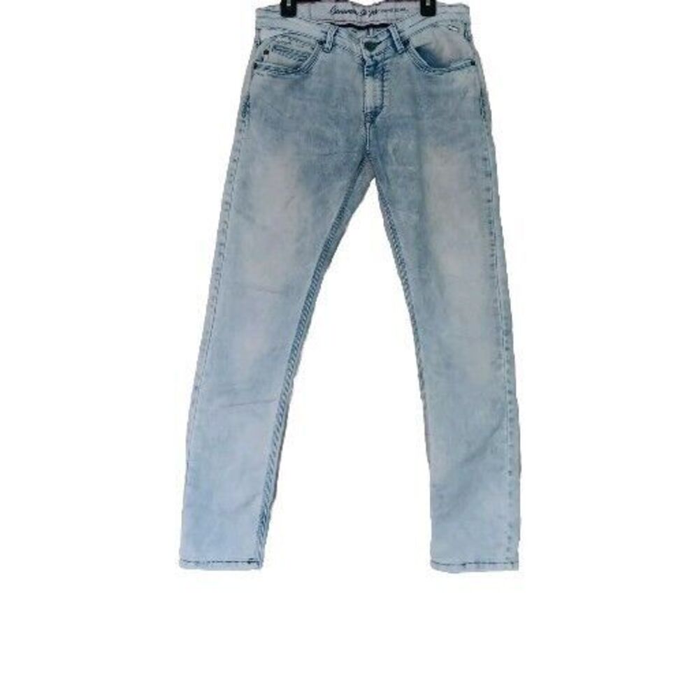 Spykar Jeans Mens 34x32 Blue Light Wash Low Rise Ultra Slim Thigh Narrow Stretch